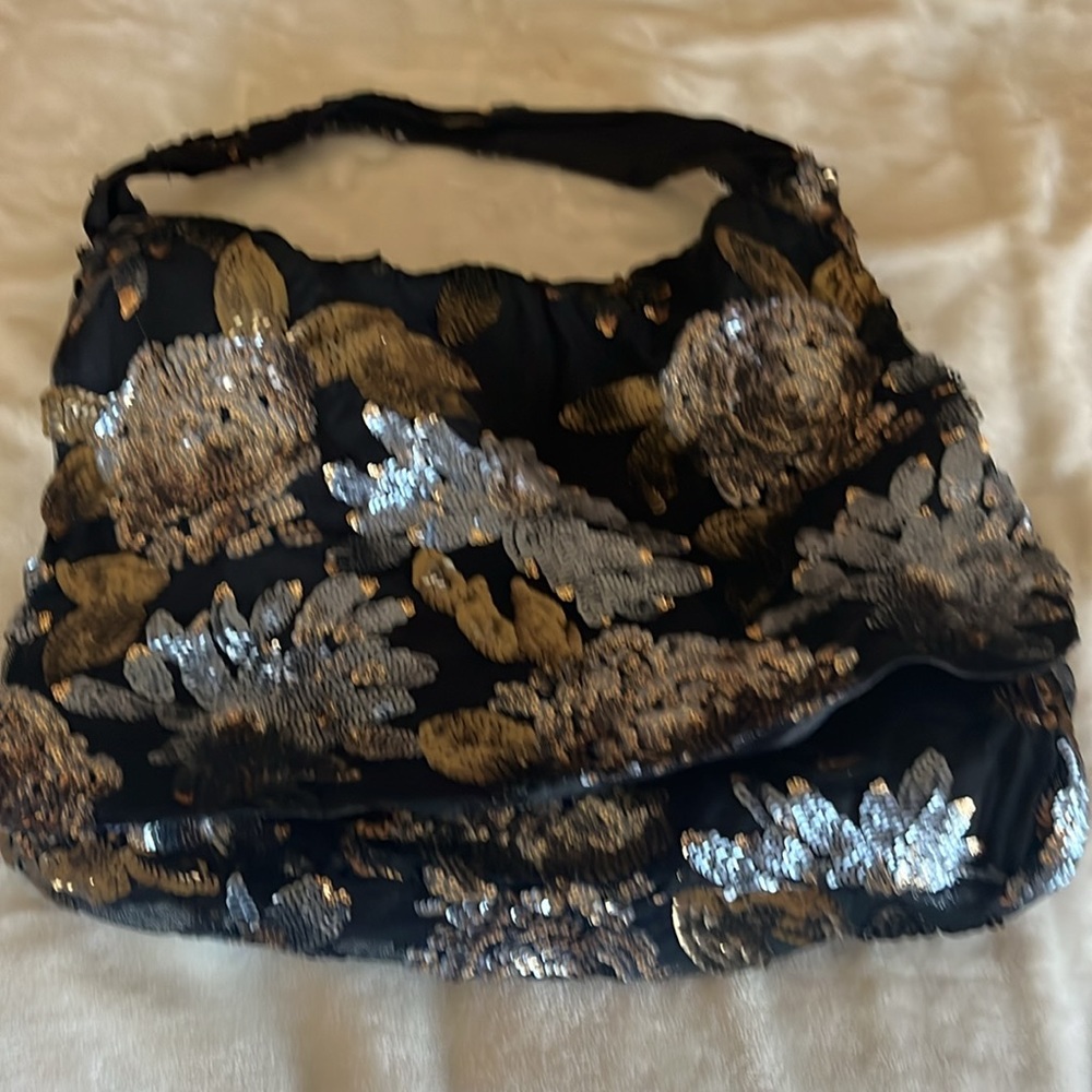 Black, Gold, and Sliver Slouchy Muche et Muchette Handbag - Picture 2 of 5